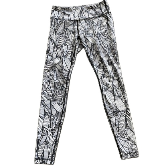 Sz8 Lululemon Wunder Under Pant in Banana Leaf White Black VGUC - Picture 8 of 15